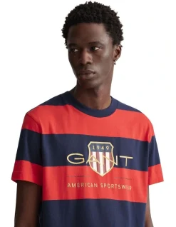 Gant Bar Stripe Archive Shield T-Shirt In Red -Nena & Pasadena Sales 992476900 3 720x928