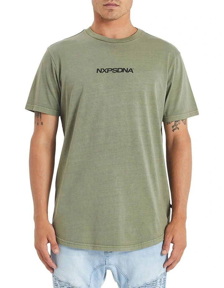 Nena & Pasadena Essendon Curved Hem Tee In Khaki - Image 2