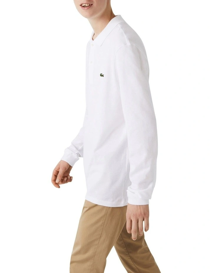 Lacoste Classic Fit Long-sleeve Polo Shirt In White - Image 2