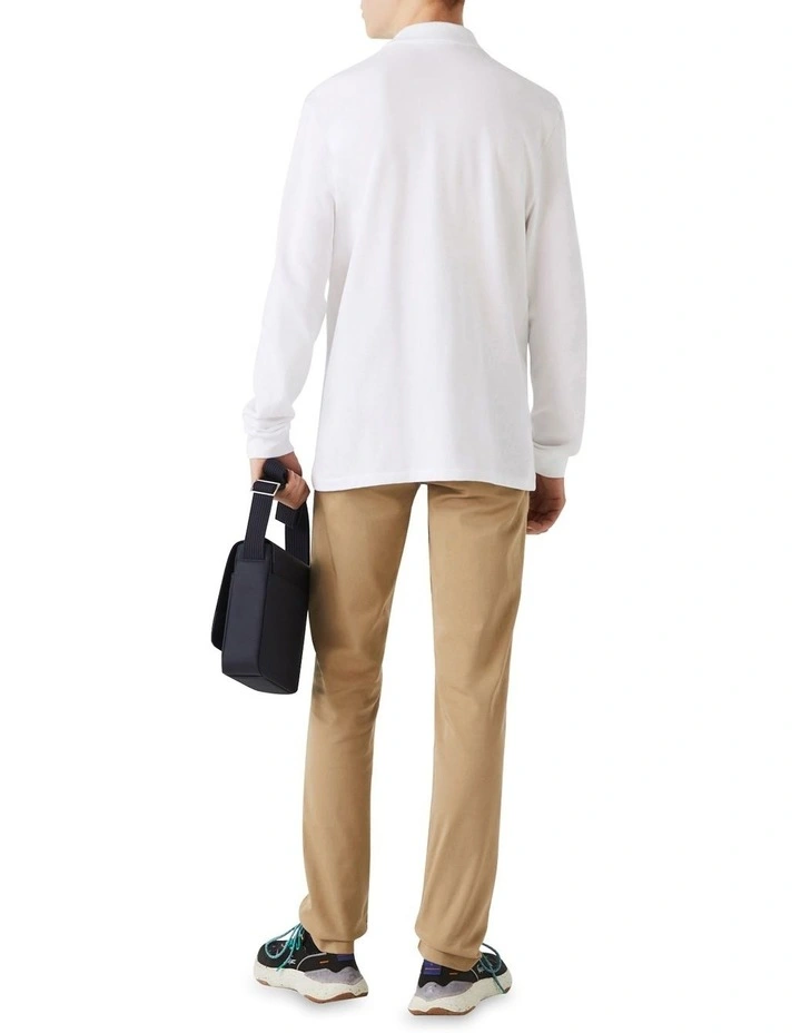 Lacoste Classic Fit Long-sleeve Polo Shirt In White - Image 3
