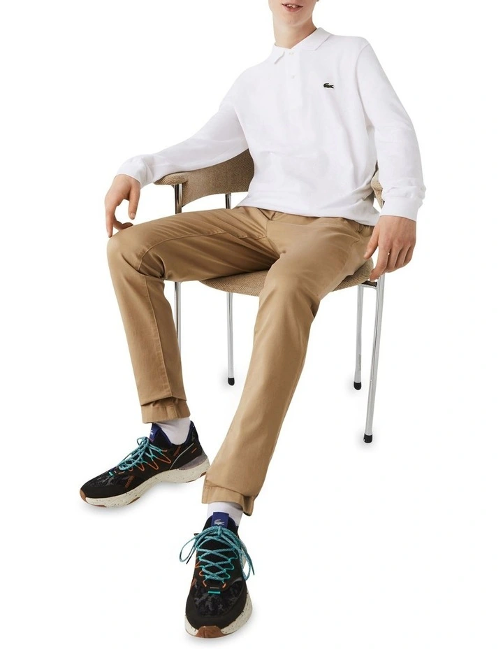Lacoste Classic Fit Long-sleeve Polo Shirt In White - Image 4