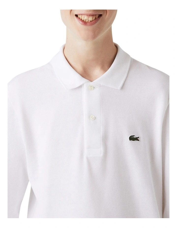 Lacoste Classic Fit Long-sleeve Polo Shirt In White - Image 5