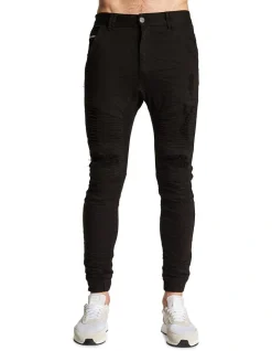 Nena & Pasadena Hellcat Distressed Jogger Pant Black