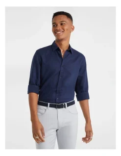 Yd. West Hampton Pure Linen Shirt Navy