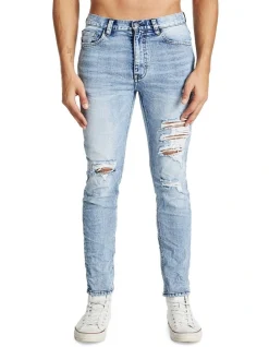 KSCY K2 5 Pocket Distressed Skinny Jeans Light Blue