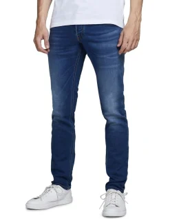 Jack & Jones Glenn Indigo Knit Slim Fit Tapered Jeans Mid Blues
