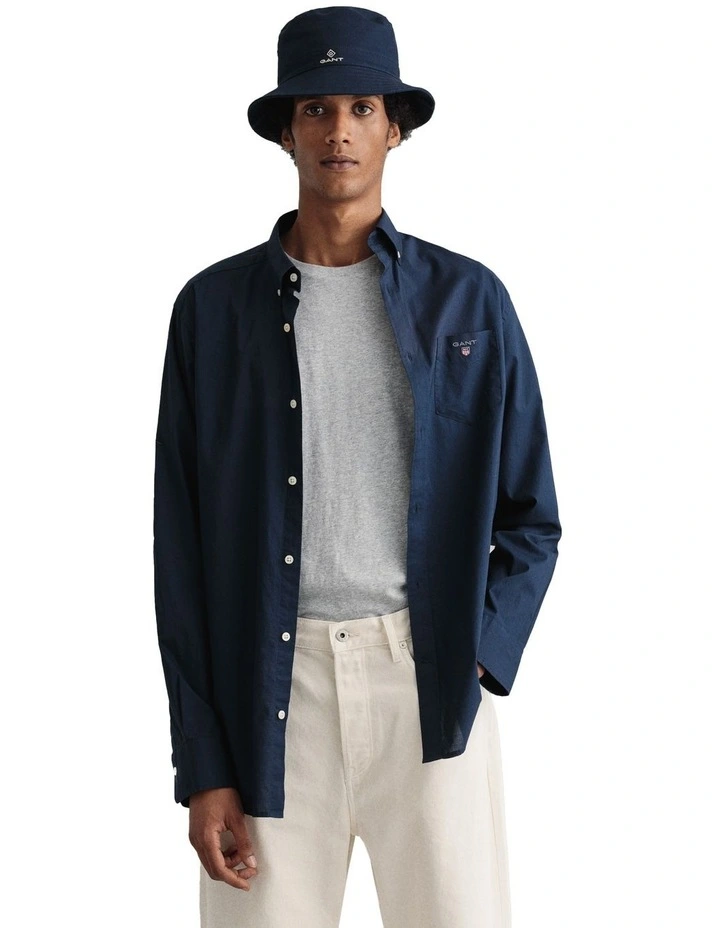 Gant The Broadcloth Long Sleeve Shirt In Blue