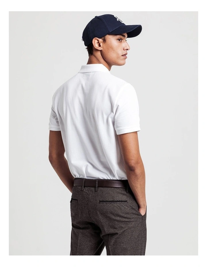 Gant Solid Pique Rugger Polo In White - Image 2