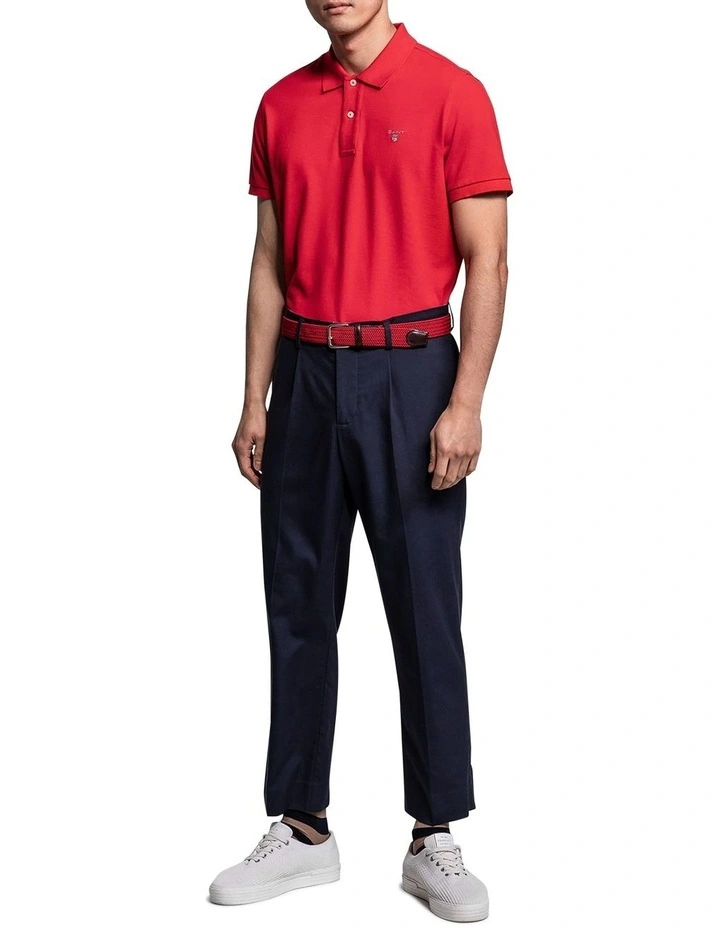 Gant Solid Pique Rugger Polo In Red - Image 4