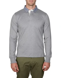Gant Rugger Original Heavy Rugby Tops In Grey Marle