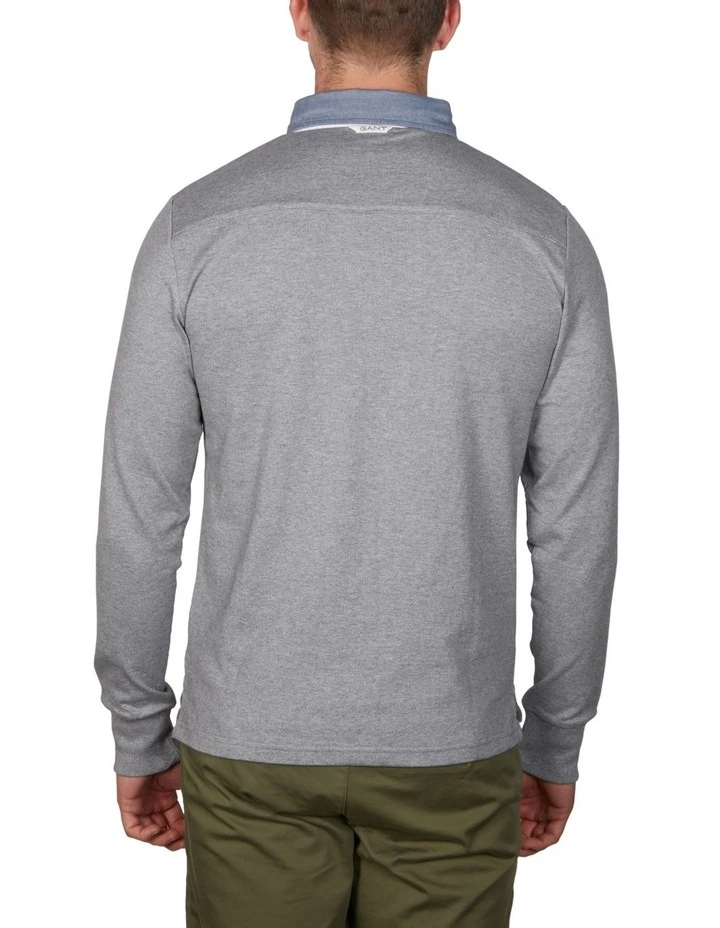 Gant Rugger Original Heavy Rugby Tops In Grey Marle - Image 2