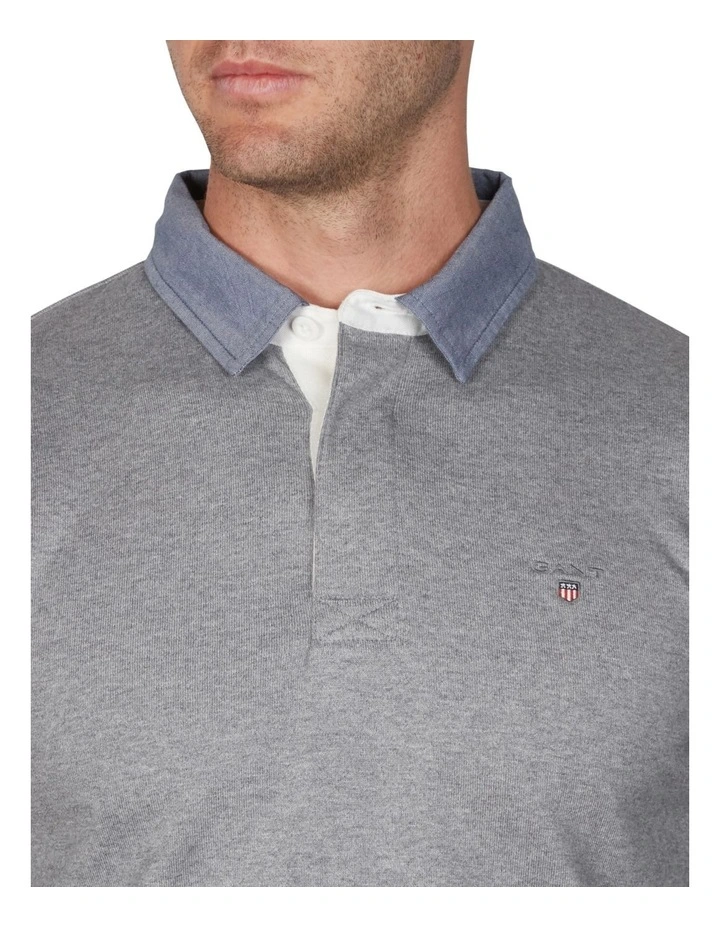 Gant Rugger Original Heavy Rugby Tops In Grey Marle - Image 3