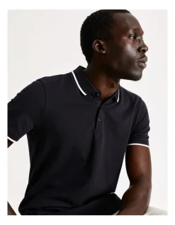 Blaq Amalfi Pique Polo In Navy