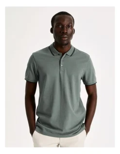 Blaq Amalfi Pique Polo In Khaki