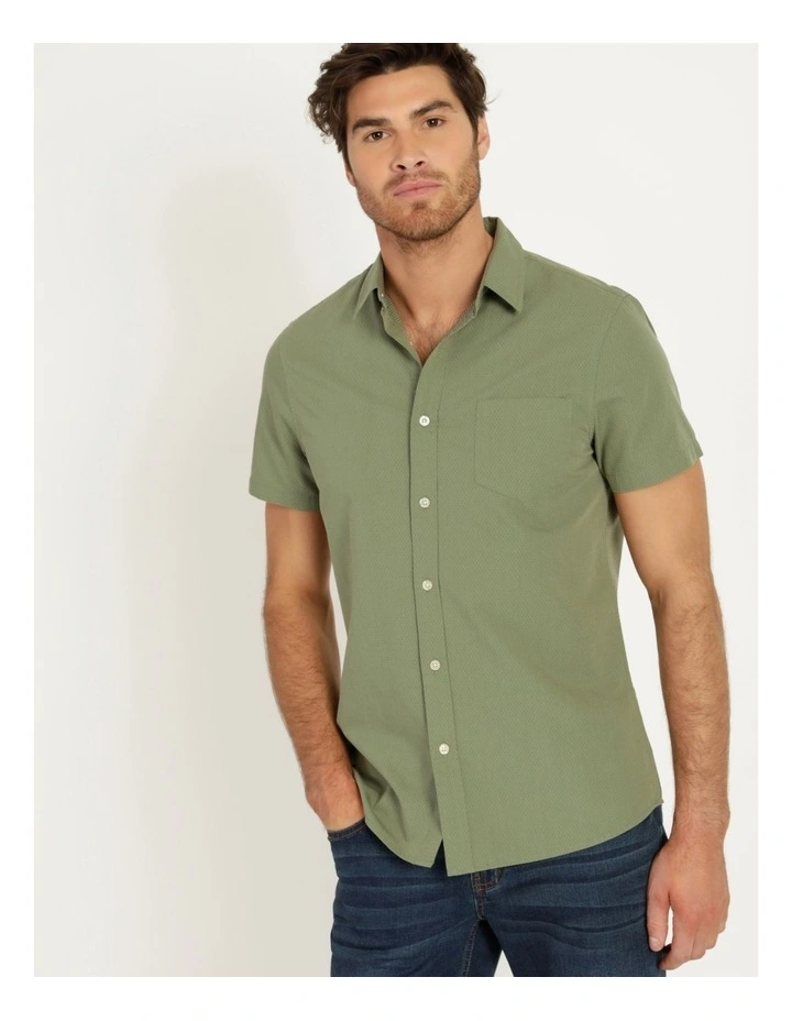 Maddox Daltry Dobby Short Sleeve Shirt Khaki