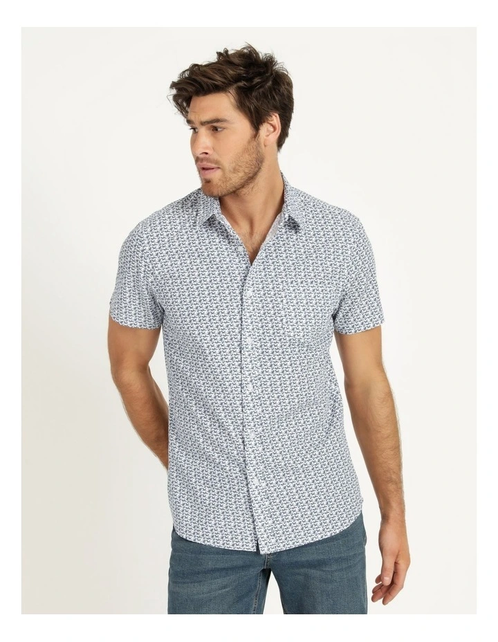 Maddox Pelican Print Short Sleeve Shirt White - Image 2