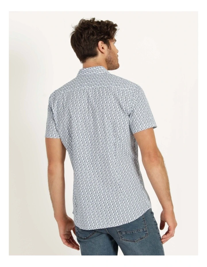 Maddox Pelican Print Short Sleeve Shirt White - Image 5