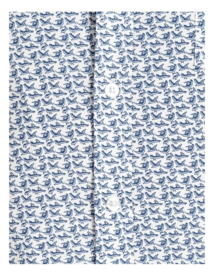 Maddox Pelican Print Short Sleeve Shirt White - Image 7