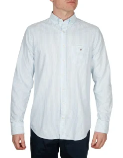 Gant Regular Oxford Banker Broadcloth Long Sleeve Shirt In Blue
