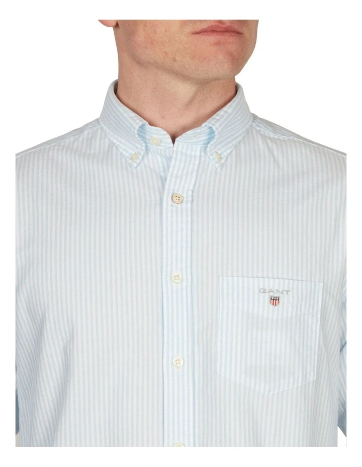 Gant Regular Oxford Banker Broadcloth Long Sleeve Shirt In Blue - Image 3