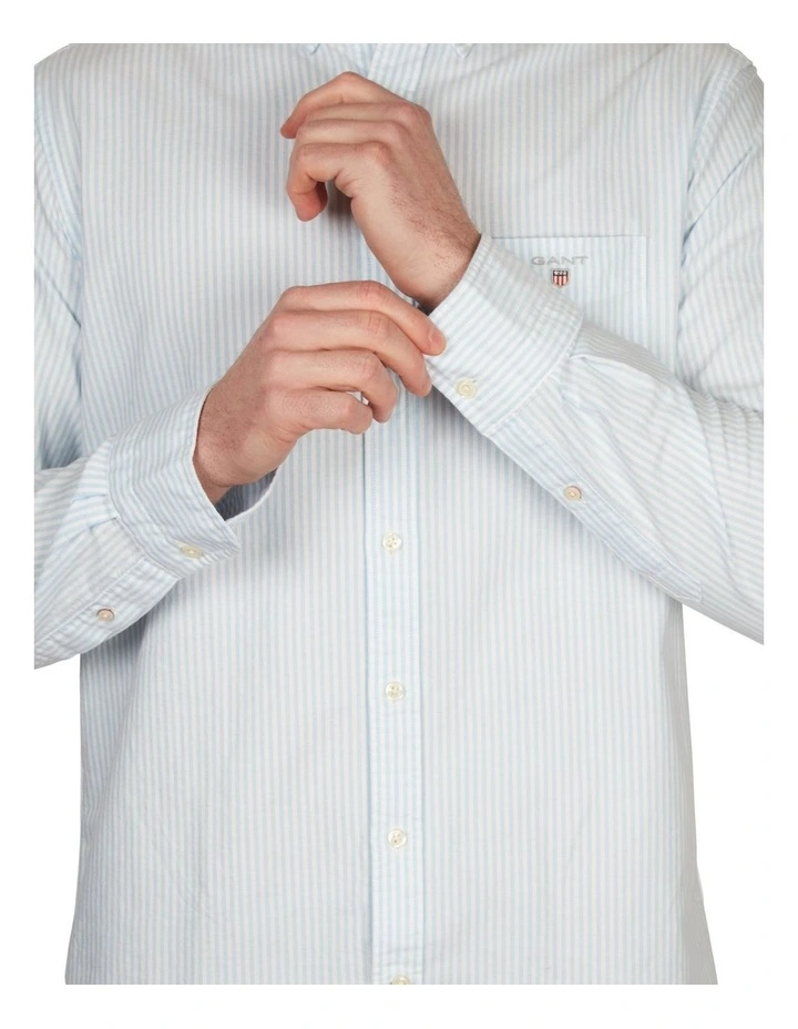 Gant Regular Oxford Banker Broadcloth Long Sleeve Shirt In Blue - Image 4