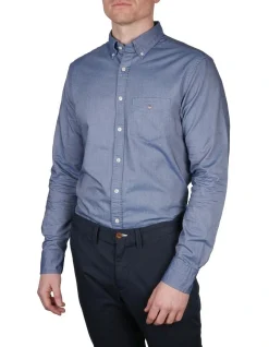 Gant Regular Oxford Broadcloth Long Sleeve Shirt In Blue