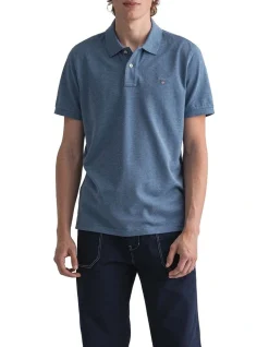 Gant Original Pique Short Sleeve Rugger Top In Blue