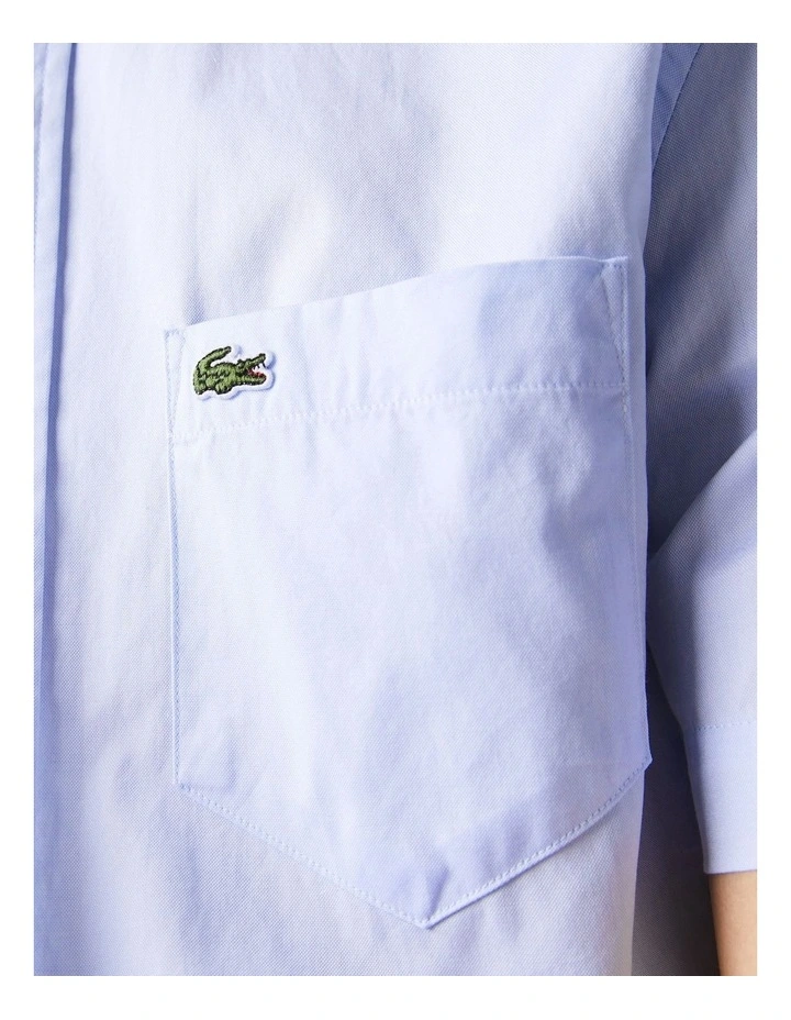 Lacoste Short Sleeve Oxford Shirt Blue - Image 5