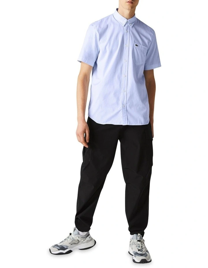 Lacoste Short Sleeve Oxford Shirt Blue - Image 6