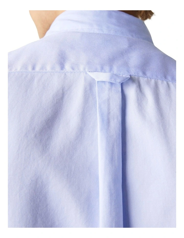 Lacoste Short Sleeve Oxford Shirt Blue - Image 7