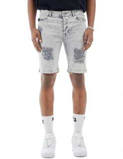 Nana Judy Thrift Distressed Denim Shorts Grey