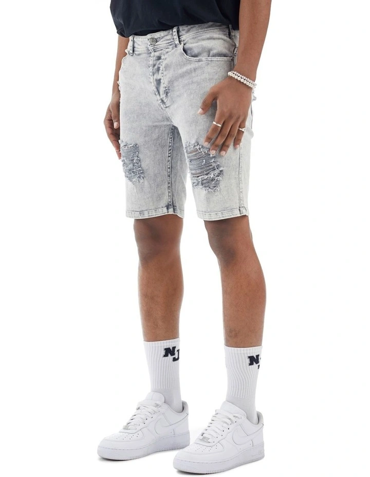 Nana Judy Thrift Distressed Denim Shorts Grey - Image 2