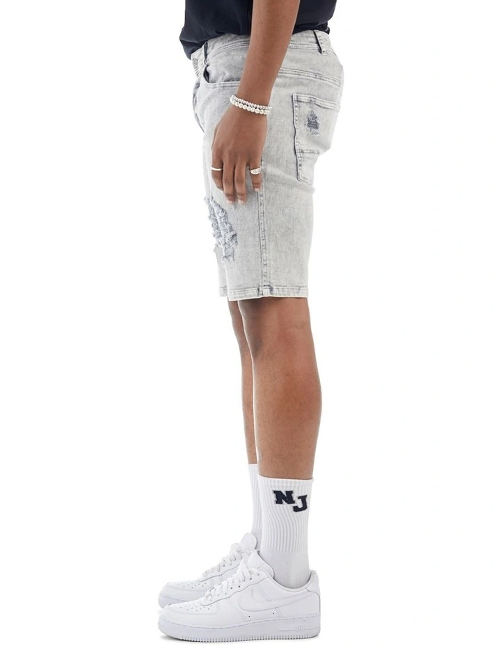 Nana Judy Thrift Distressed Denim Shorts Grey - Image 3