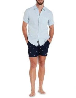 Coast Clothing Co Short Sleeve Sky Blue Linen Shirt