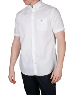 Gant Regular Broadcloth Short Sleeve Shirt In White