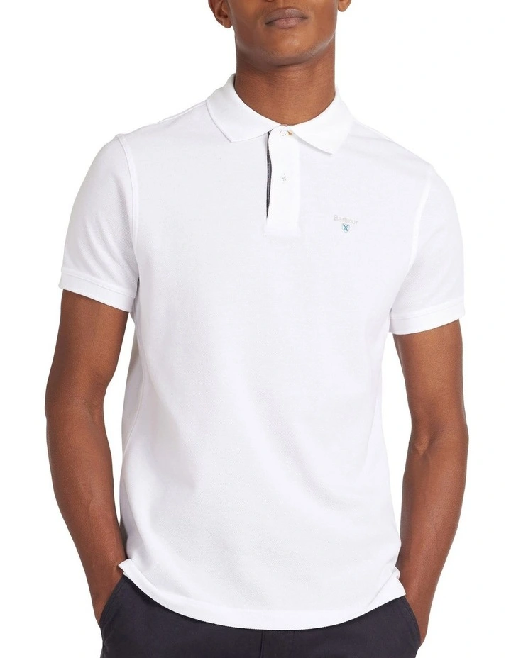 Barbour Tartan Pique Polo White