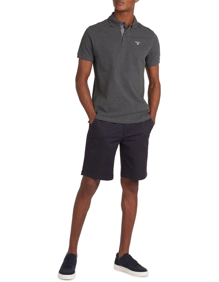 Barbour Tartan Pique Polo Shirt Slate Marl - Image 3