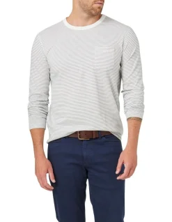 Blazer Johnny Cotton Stripe Long Sleeve Tee In White