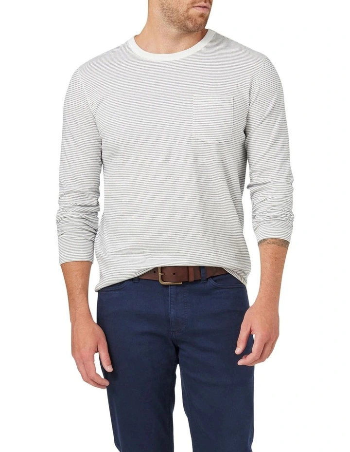 Blazer Johnny Cotton Stripe Long Sleeve Tee In White