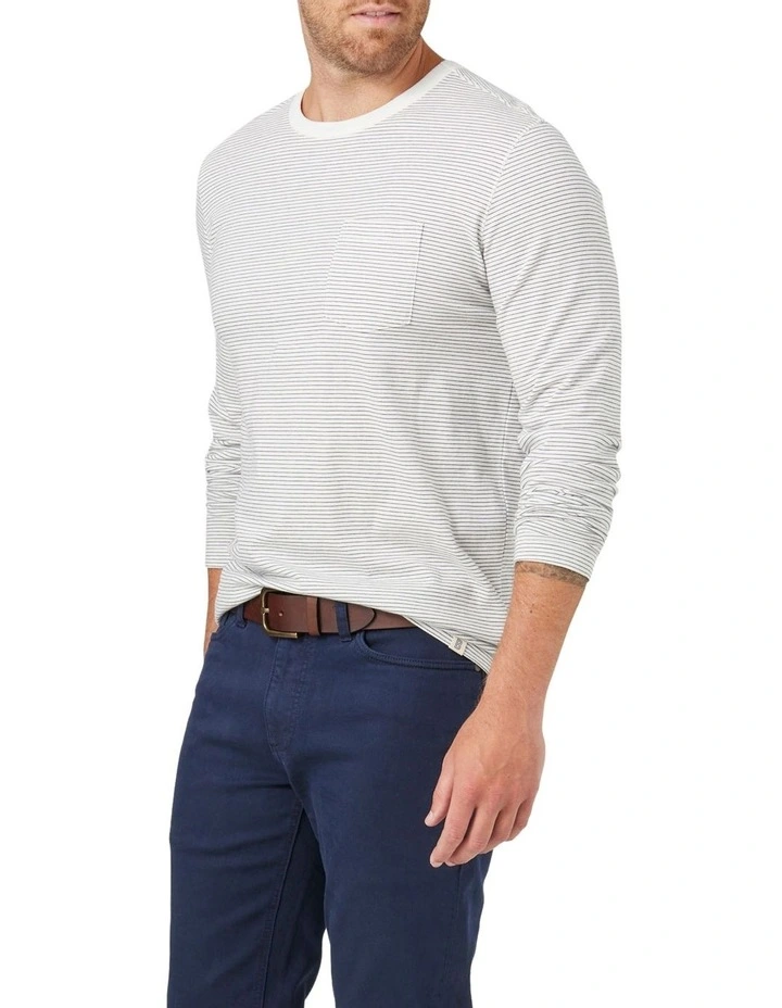 Blazer Johnny Cotton Stripe Long Sleeve Tee In White - Image 3