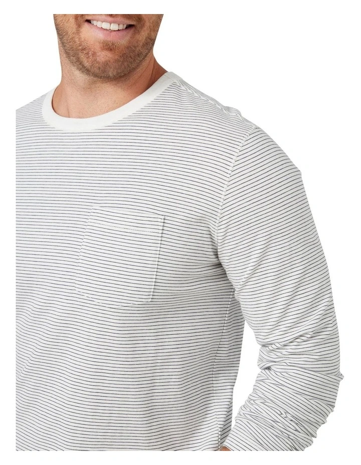Blazer Johnny Cotton Stripe Long Sleeve Tee In White - Image 4