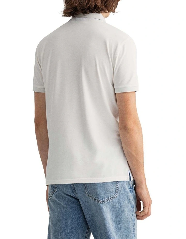 Gant Contrast Collar Pique Short Sleeve Polo Shirt Cream 2 Gant Contrast Collar Pique Short Sleeve Polo Shirt Cream - Image 2