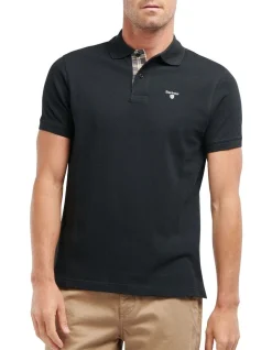 Barbour Tartan Pique Polo Black And Stone