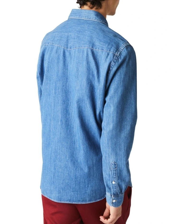 Lacoste Long Sleeve Regular Light Denim Shirt Medium - Image 2