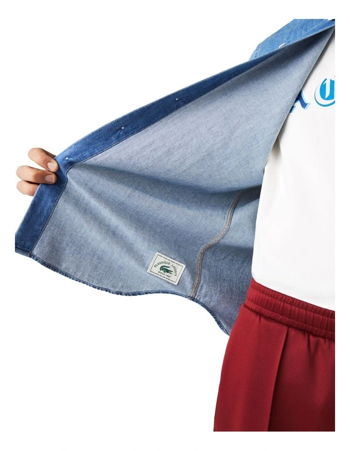 Lacoste Long Sleeve Regular Light Denim Shirt Medium - Image 6