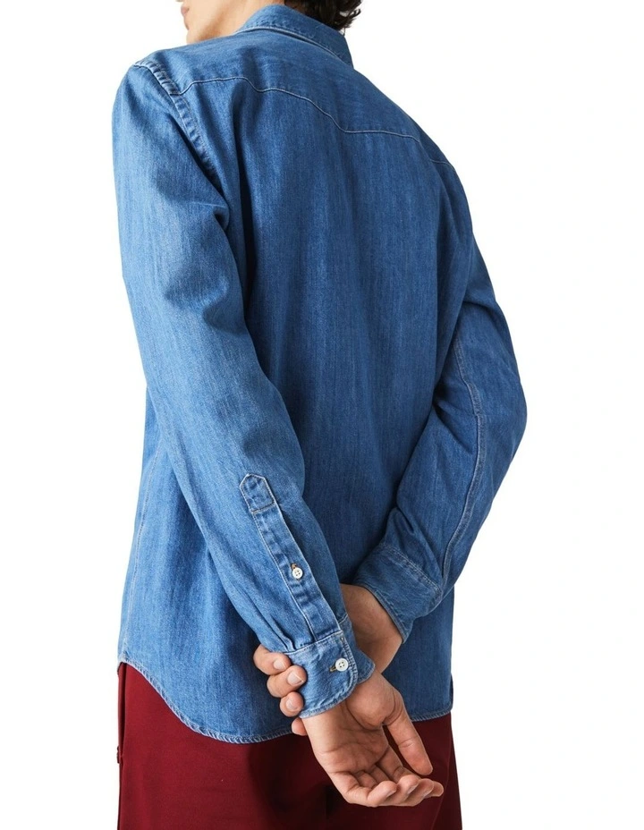 Lacoste Long Sleeve Regular Light Denim Shirt Medium - Image 7
