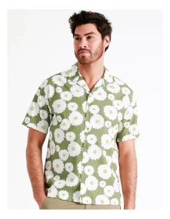 Alternative view of Jack & Jones Flowerpow Shirt Short Sleeve In Oil Green