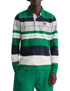 Gant Striped Retro Shield Rugger In Lavish Green