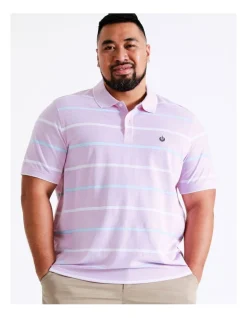 Reserve Port Rush Stripe Polo In Pink