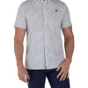 Raging Bull Palm Tree Poplin Short Sleeve Shirt In Grey